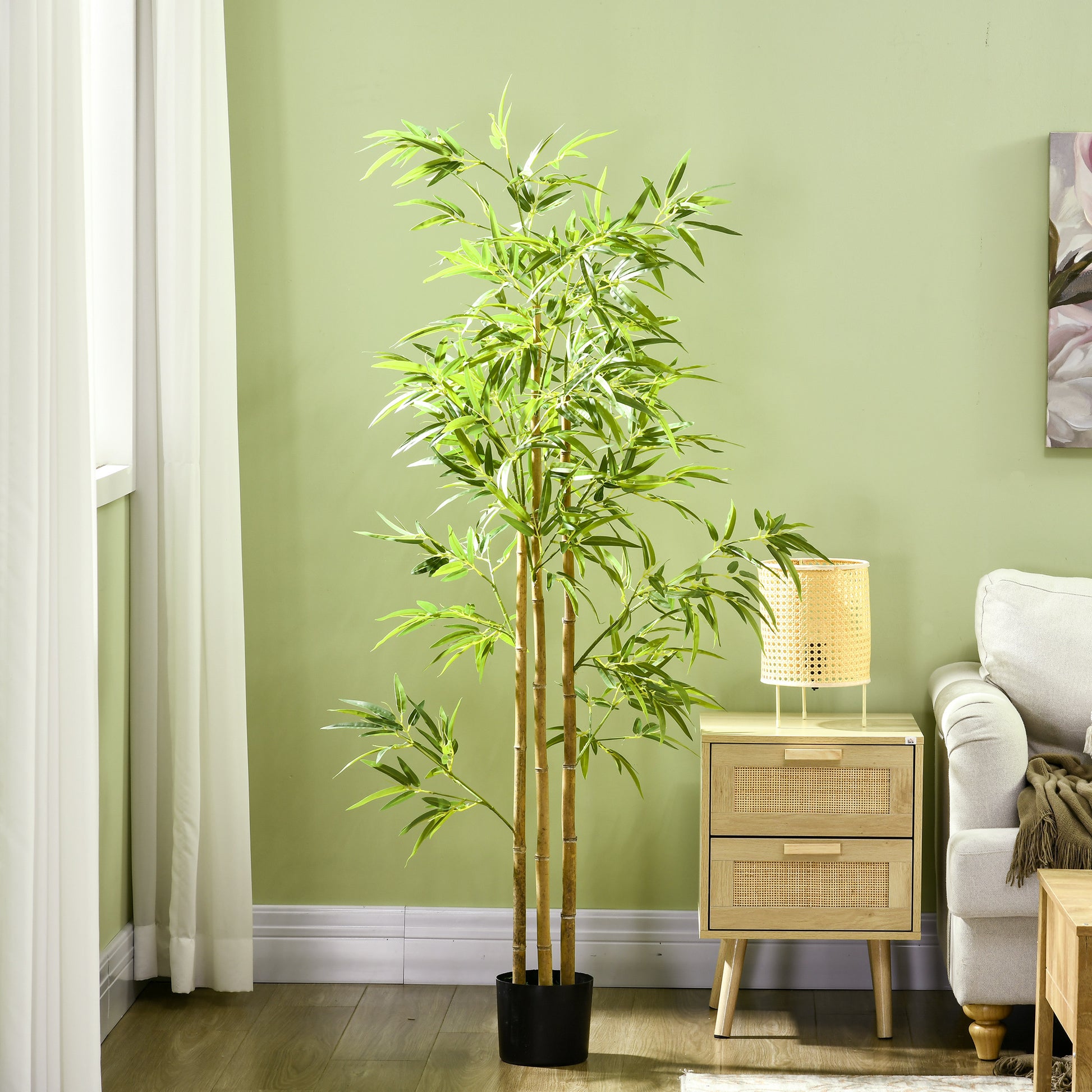 indoor artificial bamboo plant 6FT Artificial Bamboo Tree, Faux Decorative Plant in Nursery Pot for Indoor Décor