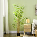 6Ft Artificial Bamboo Tree, Faux Decorative Plant In Nursery Pot For Indoor D Cor Green Plastic