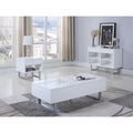 High Glossy White Storage Coffee Table White White Primary Living Space Contemporary,Modern Rectangular Drawers Coffee & End Tables Glossy Wood