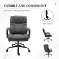 500Lbs Big And Tall Office Chair With Wide Seat, Ergonomic Executive Computer Chair With Adjustable Height, Swivel Wheels And Linen Finish, Dark Grey Grey Polyester