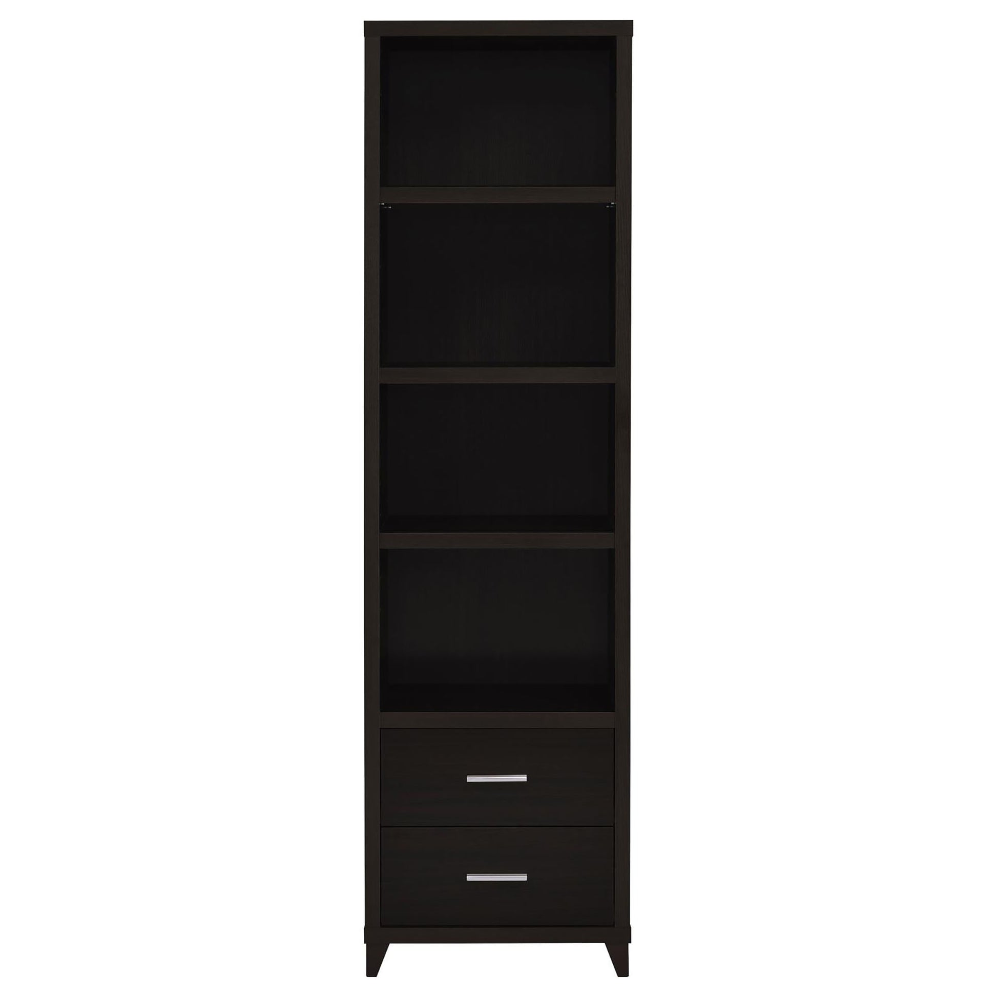 Cappuccino Media Tower With Shelf And Drawer 4 Brown Standard Horizontal Primary Living Space Closed Back Wood Contemporary,Modern Rubberwood Wood