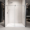 68'' 72'' W X 76'' H Single Sliding Frameless Shower Door With 3 8 Inch 10Mm Clear Glass In Chrome Chrome Stainless Steel