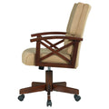 Tan And Upholstered Game Chair With Casters Solid Brown Brown Dining Room Traditional Arm Chair Rubberwood Solid Back Casters Wood