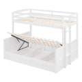 Wood Twin Over Full Bunk Bed With Hydraulic Lift Up Storage, White Box Spring Not Required White Wood Solid Wood Mdf