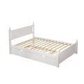 Full Size Solid Wood Platform Bed Frame With Trundle For Limited Kids, Teens, Adults, No Need Box Spring, White Box Spring Not Required Full White Wood Bedroom Mid Century Modern,Modern Pine Bed Frame Wood