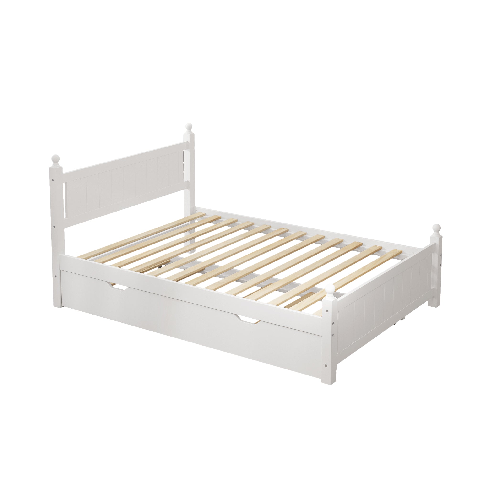 Full Size Solid Wood Platform Bed Frame with trundle box spring not