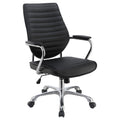 Black And Chrome Height Adjustable Swivel Office Chair Black Office Spot Clean Contemporary,Modern Office Chairs Foam Casters Upholstered