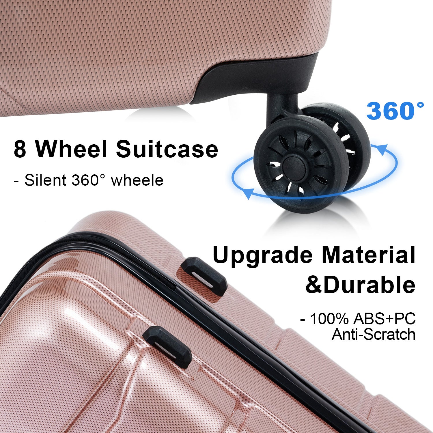 Luggage Sets ABS PC Hardshell 3pcs Clearance Luggage rose gold-abs+pc