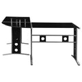 Black And Silver 3 Piece Office Desk Set Black Office Contemporary,Modern Tabeltop Rectangular Desk Metal