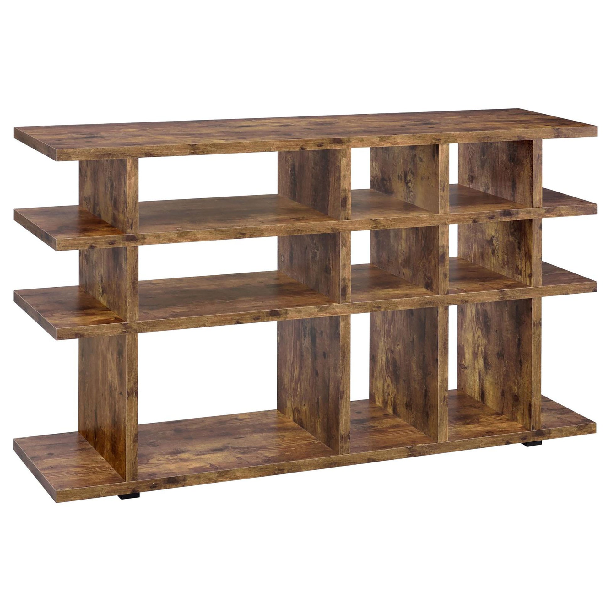 Antique Nutmeg 3 Tier Open Back Bookcase 3 Brown Etagere Horizontal Primary Living Space Open Back Wood Rustic Wood