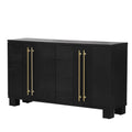 Wood Traditional Style Sideboard With Adjustable Shelves And Gold Handles For Kitchen, Dining Room And Living Room Black Black Mdf