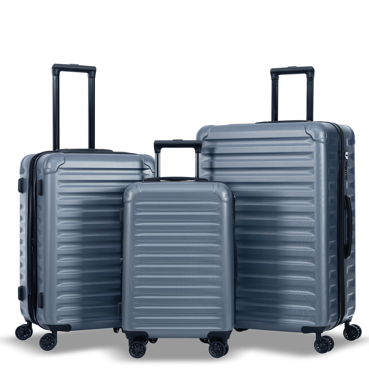 Luggage Sets Model Expandable ABS PC 3 Piece Sets with steel gray-abs+pc