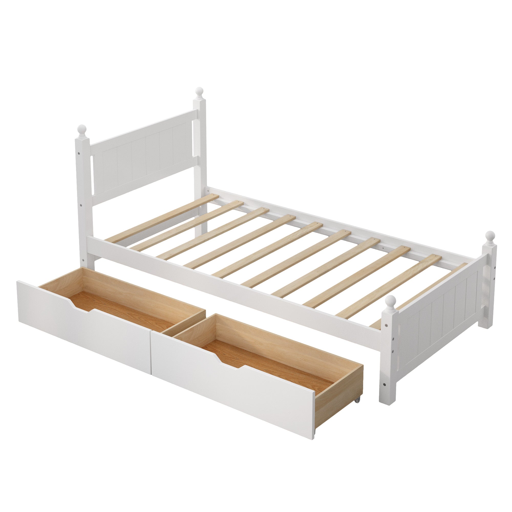 Twin Size Solid Wood Platform Bed Frame with 2 drawers box spring not