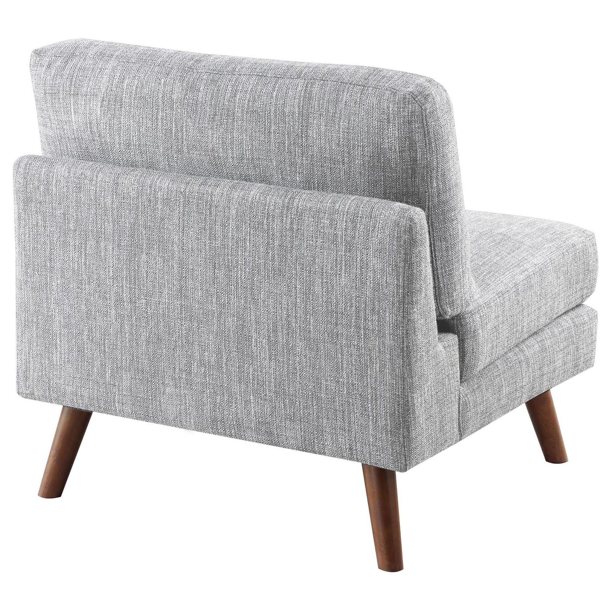Grey Tufted Cushion Back Armless Chair Grey Primary Living Space Mid Century Modern Rubberwood Foam Upholstered