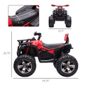 12V Kids Atv Ride On Four Wheeler Toy Car With Music, Realistic Headlights, Wide Wheels, Rechargeable Battery Powered, For Boys And Girls, Red Red Steel