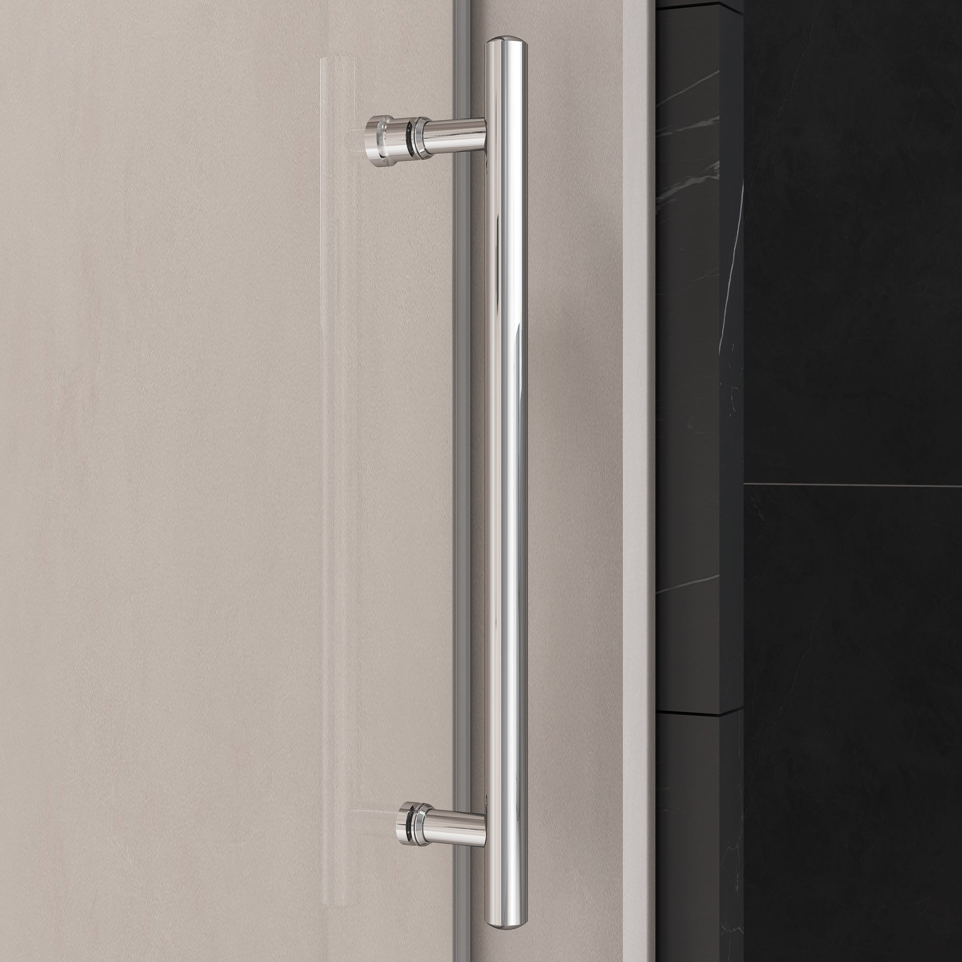 56'' 60'' W X 76'' H Single Sliding Frameless Shower Door With 3 8 Inch 10Mm Clear Glass In Chrome Chrome Stainless Steel