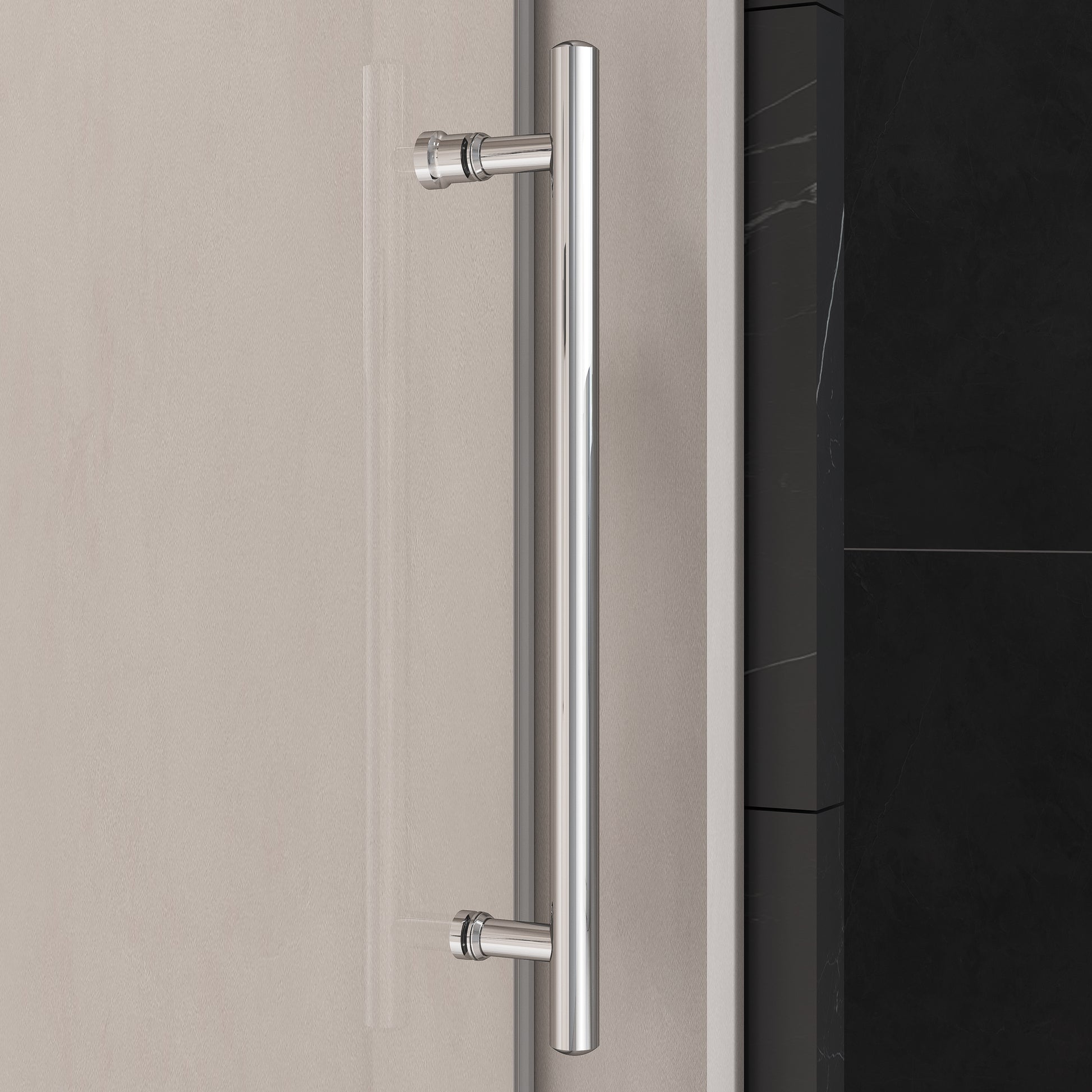 62'' 66'' W X 76'' H Single Sliding Frameless Shower Door With 3 8 Inch 10Mm Clear Glass In Chrome Chrome Stainless Steel