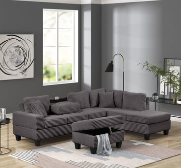 Cozy Modern Style Recliner Sectional Sofa Made With Wood In Gray Gray Velvet Wood Primary Living Space Soft Contemporary,Modern Solid Wood Mdf Wood 6 Seat