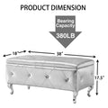 Upholstered Storage Ottoman Bench For Bedroom End Of Bed Faux Leather Rectangular Storage Benches Footrest With Crystal Buttons For Living Room Entryway Silver White Wood Bedroom Black Pattern Pine