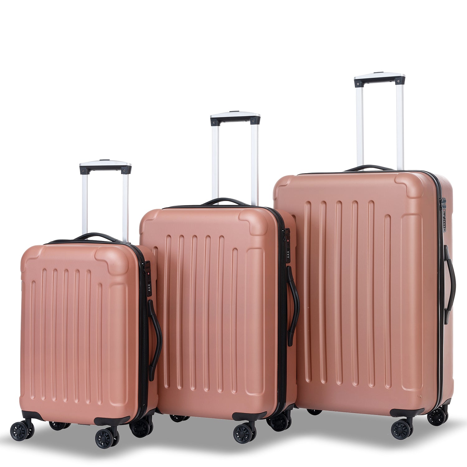 Luggage Sets Abs Pc Hardshell 3Pcs Clearance Luggage Hardside Lightweight Durable Suitcase Sets Spinner Wheels Suitcase With Tsa Lock 20 24 28 ,Rosegold Rose Gold Abs Pc