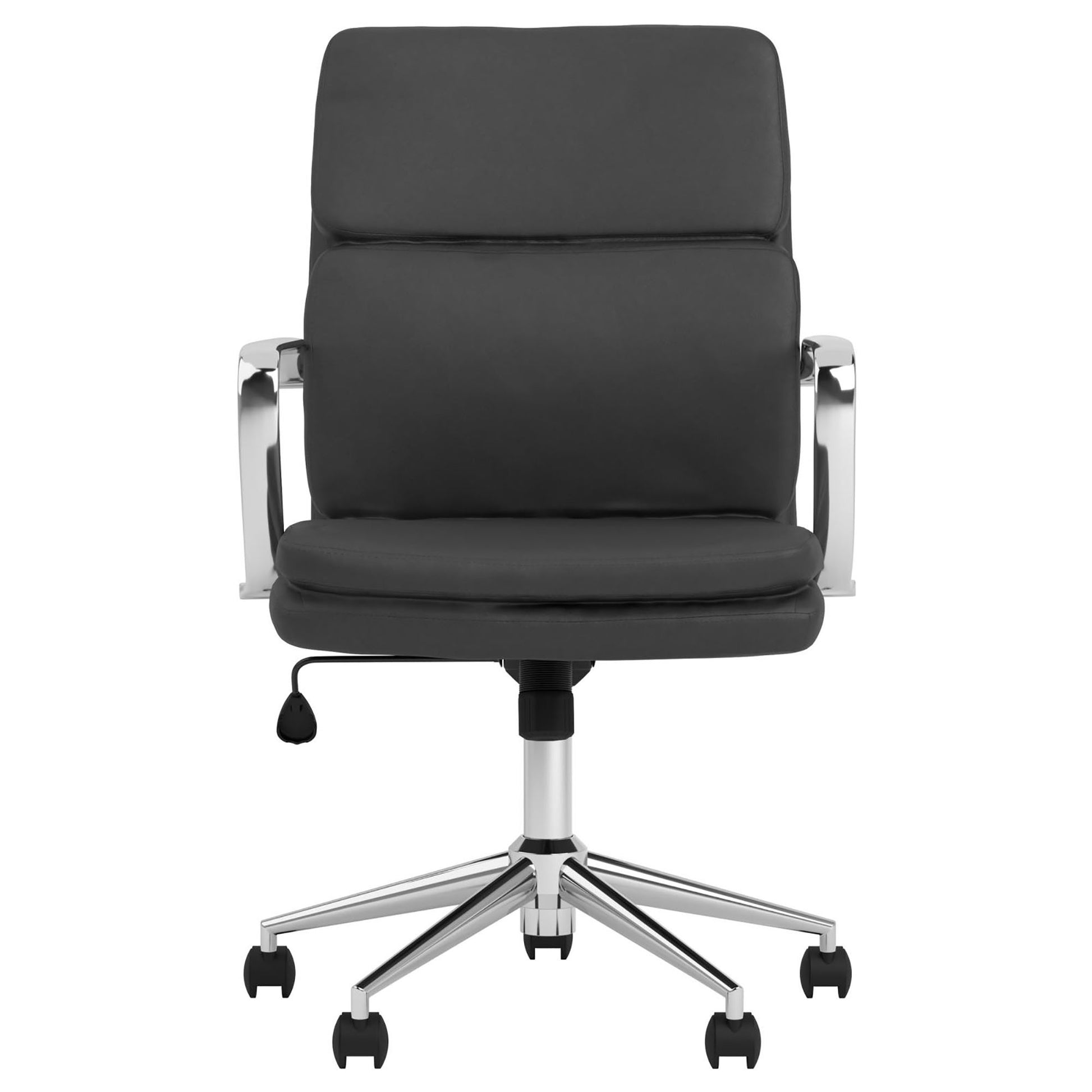 Black Height Adjustable Rolling Office Chair Black Office Contemporary,Modern Office Chairs Solid Back Foam Adjustable Height Upholstered