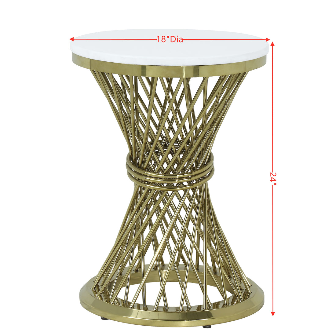 Fallon End Table, Engineering Stone & Gold Finish Lv01958 White Artificial Marble