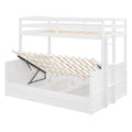 Wood Twin Over Full Bunk Bed With Hydraulic Lift Up Storage, White Box Spring Not Required White Wood Solid Wood Mdf