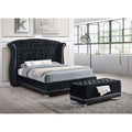 Black Tufted Trunk With Trim Black Velvet Bathroom Black Traditional Internal Storage Foam Upholstered