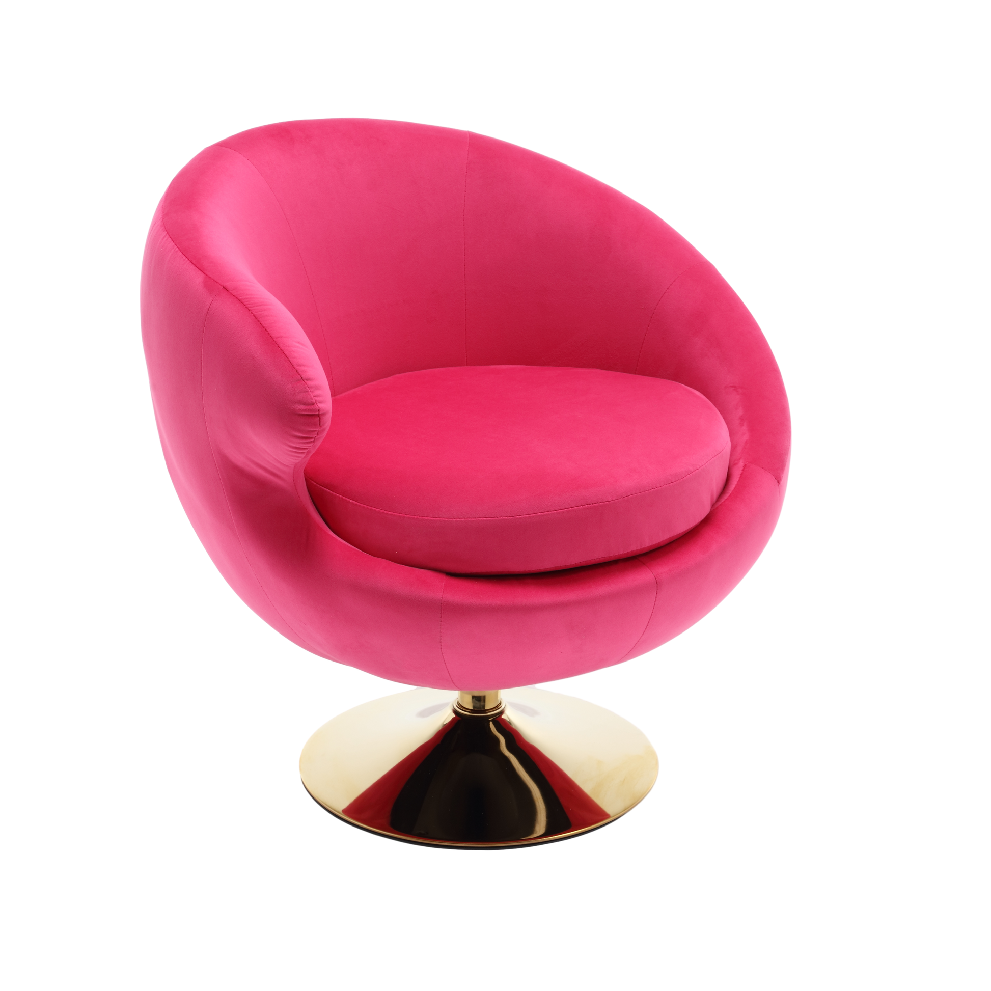 360 Degree Swivel Cuddle Barrel Accent Chairs, Round Armchairs With Wide Upholstered, Fluffy Fabric Chair For Living Room, Bedroom, Office, Waiting Rooms Rose Red Velvet