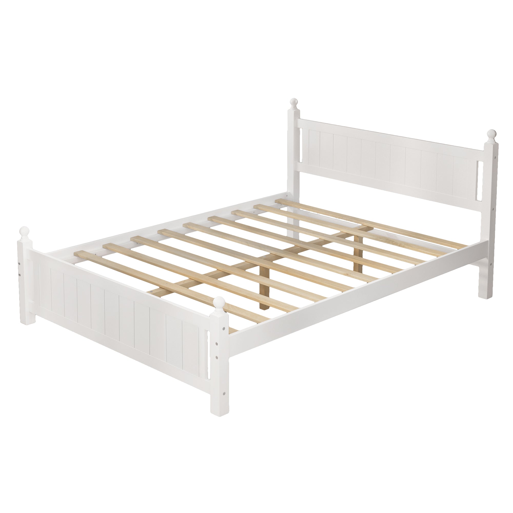 Queen Size Solid Wood Platform Bed Frame for Kids box spring not