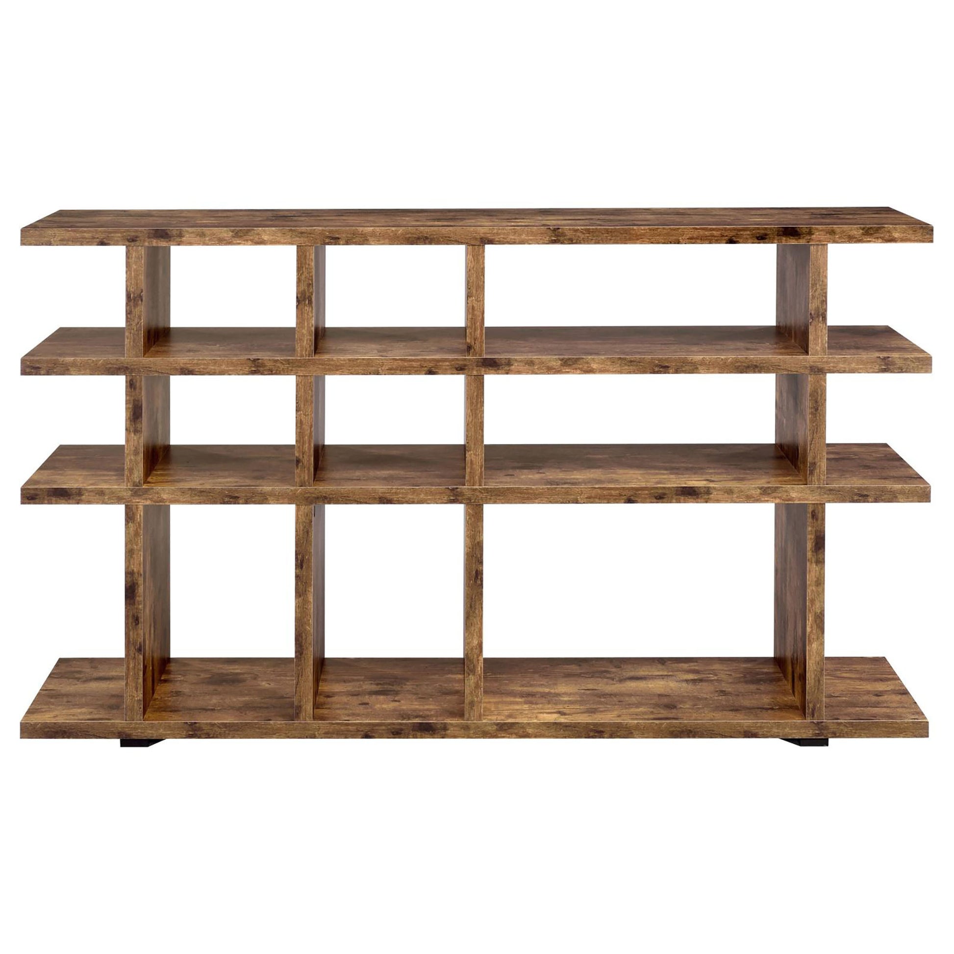 Antique Nutmeg 3 Tier Open Back Bookcase 3 Brown Etagere Horizontal Primary Living Space Open Back Wood Rustic Wood