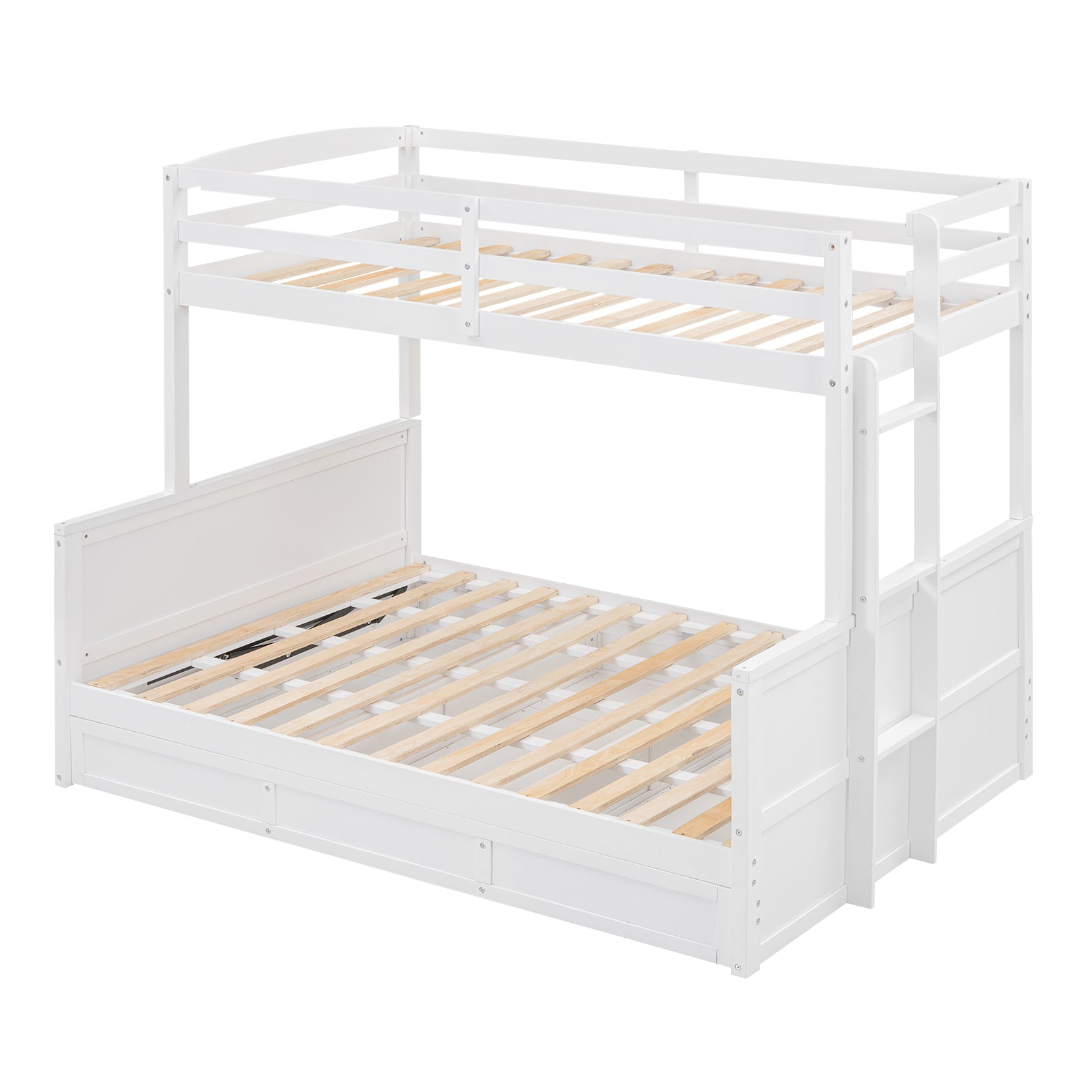 Wood Twin Over Full Bunk Bed With Hydraulic Lift Up Storage, White Box Spring Not Required White Wood Solid Wood Mdf