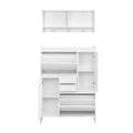 Multi Functional Shoe Cabinet With Wall Cabinet, Space Saving Design Foyer Cabinet With 2 Flip Drawers, Versatile Side Cabinet For Hallway, White White Primary Living Space Particle Board