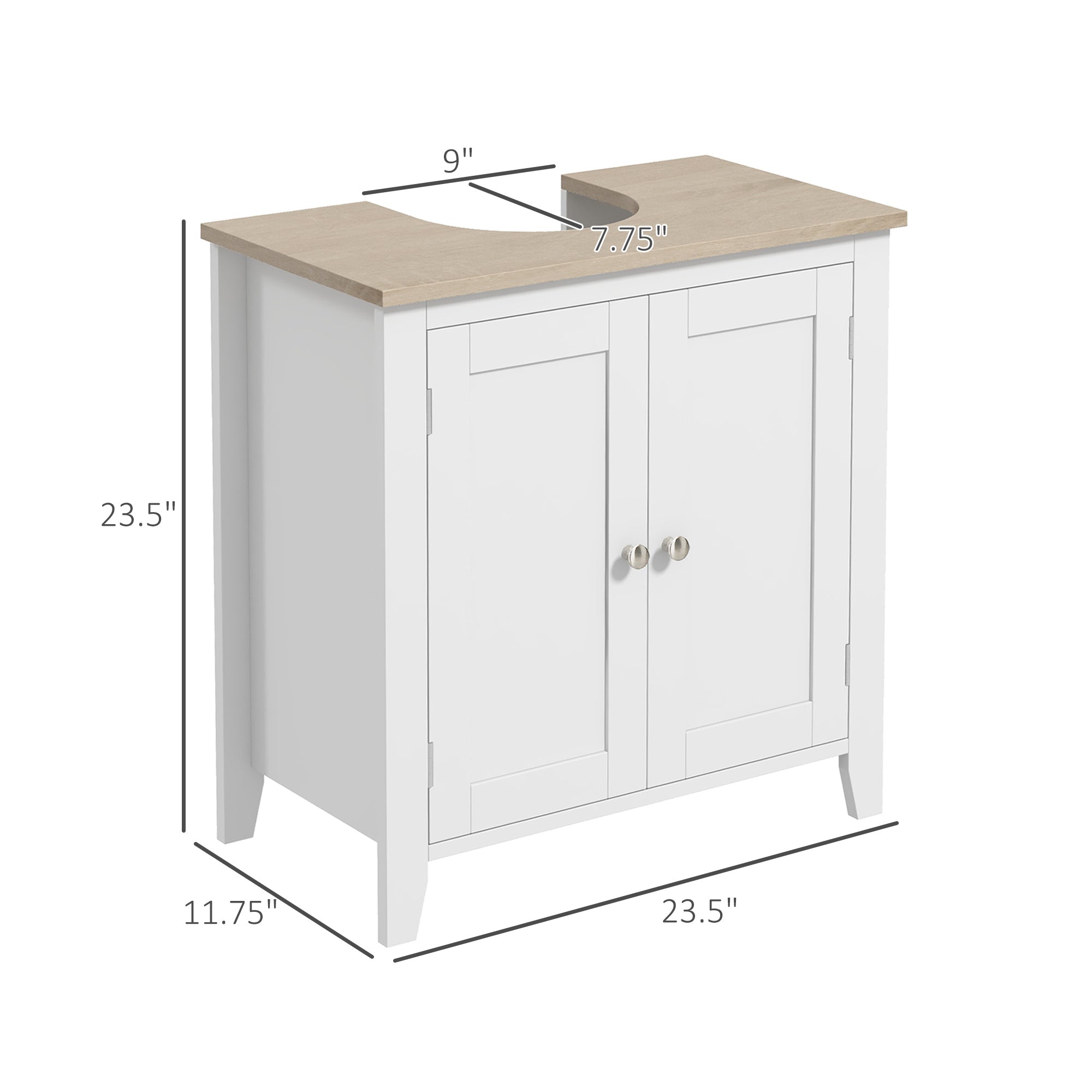kleankin Pedestal Sink Storage Cabinet, Under Sink white-mdf