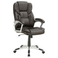 Dark Brown And Silver Swivel Office Chair With Armrest Brown Office Spot Clean Contemporary,Modern Office Chairs Foam Adjustable Height Upholstered