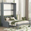 Queen Size Murphy Bed Wall Bed With Cushion,Gray Queen Gray Mdf Lvl