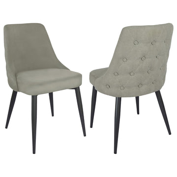 Light Grey Tufted Dining Chair Set Of 2 Grey Dining Room Glam Dining Chairs Solid Back Foam Upholstered