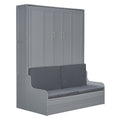 Queen Size Murphy Bed Wall Bed With Cushion,Gray Queen Gray Mdf Lvl