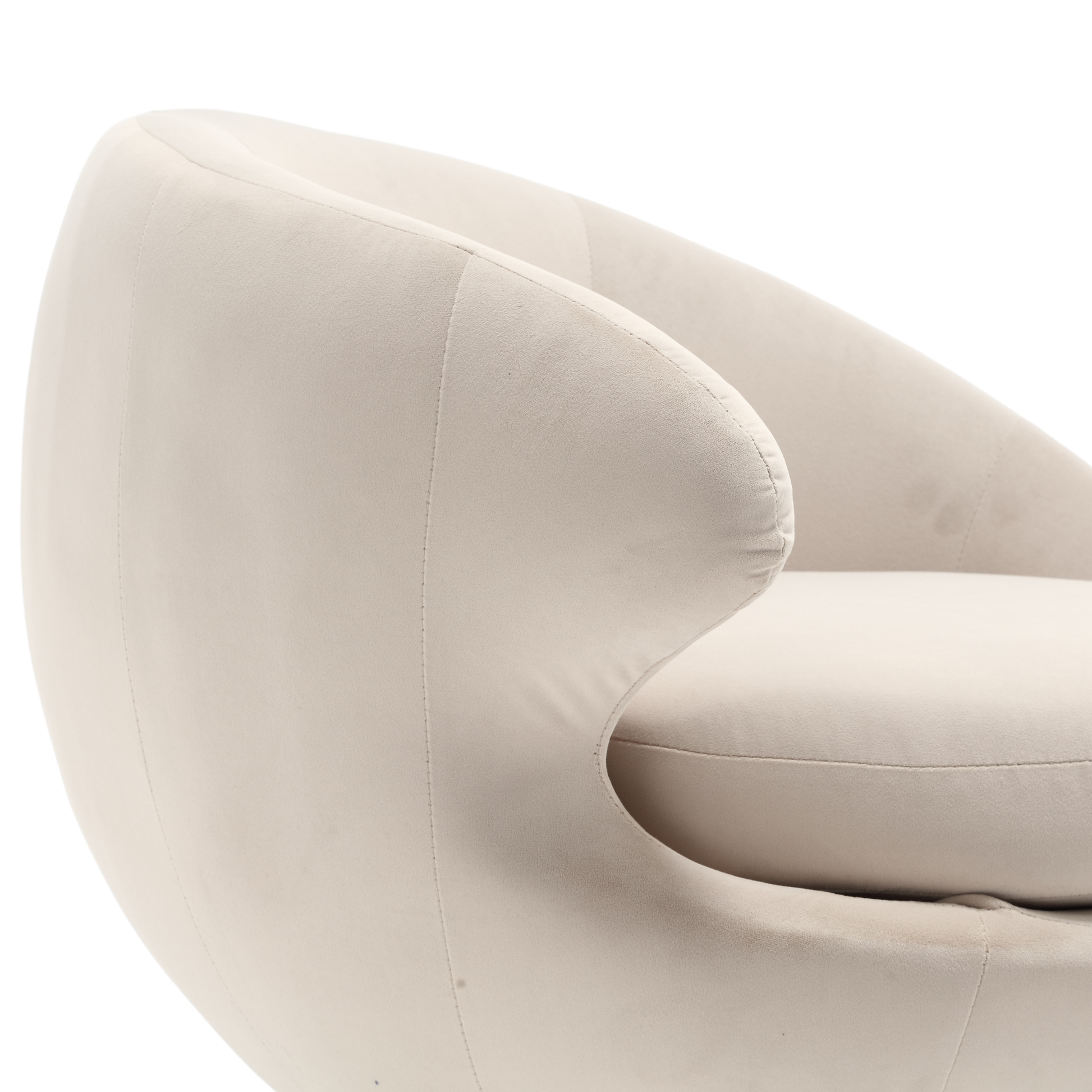360 Degree Swivel Cuddle Barrel Accent Chairs, Round Armchairs With Wide Upholstered, Fluffy Fabric Chair For Living Room, Bedroom, Office, Waiting Rooms Beige Velvet