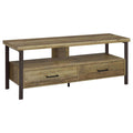 Weathered Pine And Dark Bronze 2 Drawer Tv Console Brown Primary Living Space 50 59 Inches 60 69 Inches Rustic 60 Inches Wood