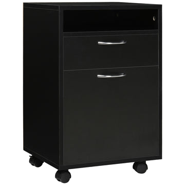 Mobile Storage Cabinet Organizer With Drawer And Cabinet, Printer Stand With Castors, Black Black Mdf