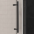 56'' 60'' W x 76'' H Single Sliding Frameless Shower matte black-stainless steel