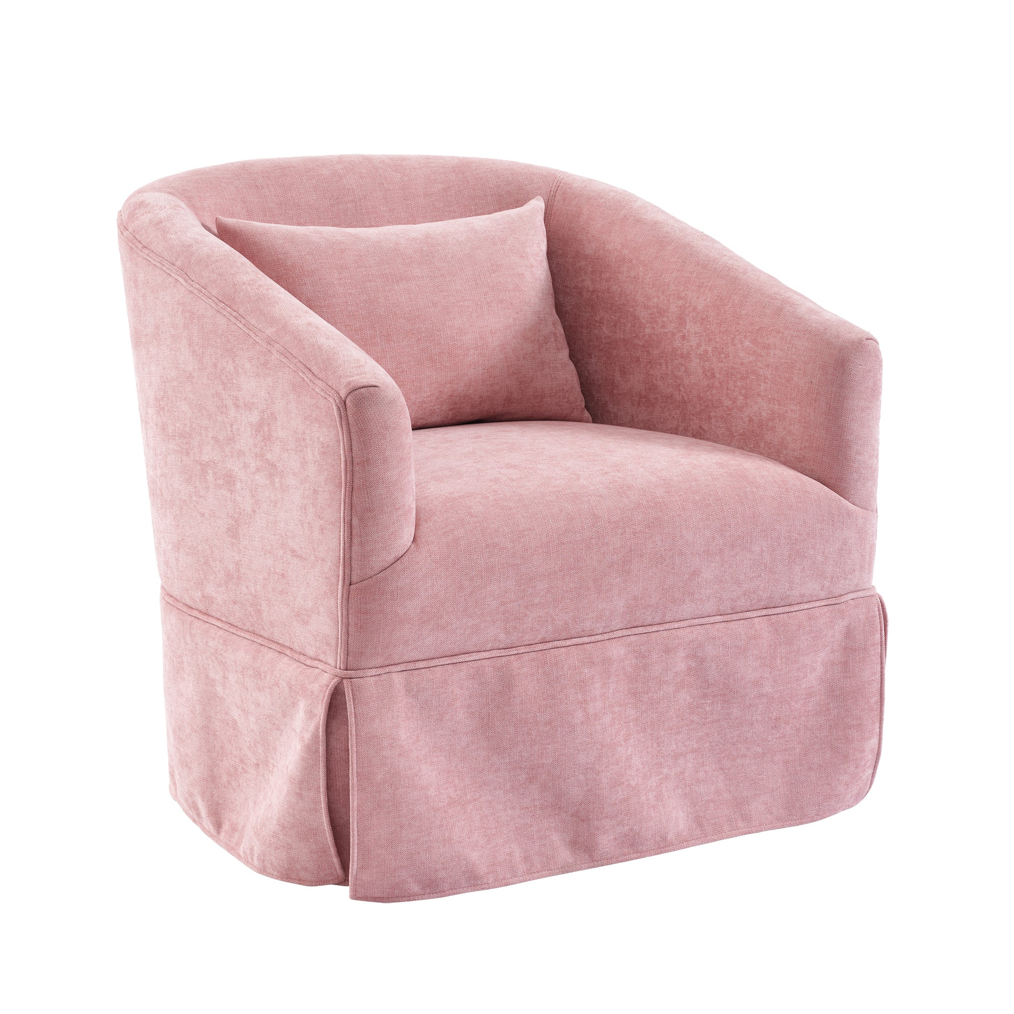 360 degree Swivel Accent Armchair Linen Blend PINK pink-upholstered