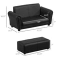 Kids Sofa Set With Footstool For Toddlers And Babies, Kids Couch For Playroom, Nursery, Living Room, Bedroom Furniture, Black Black Wood