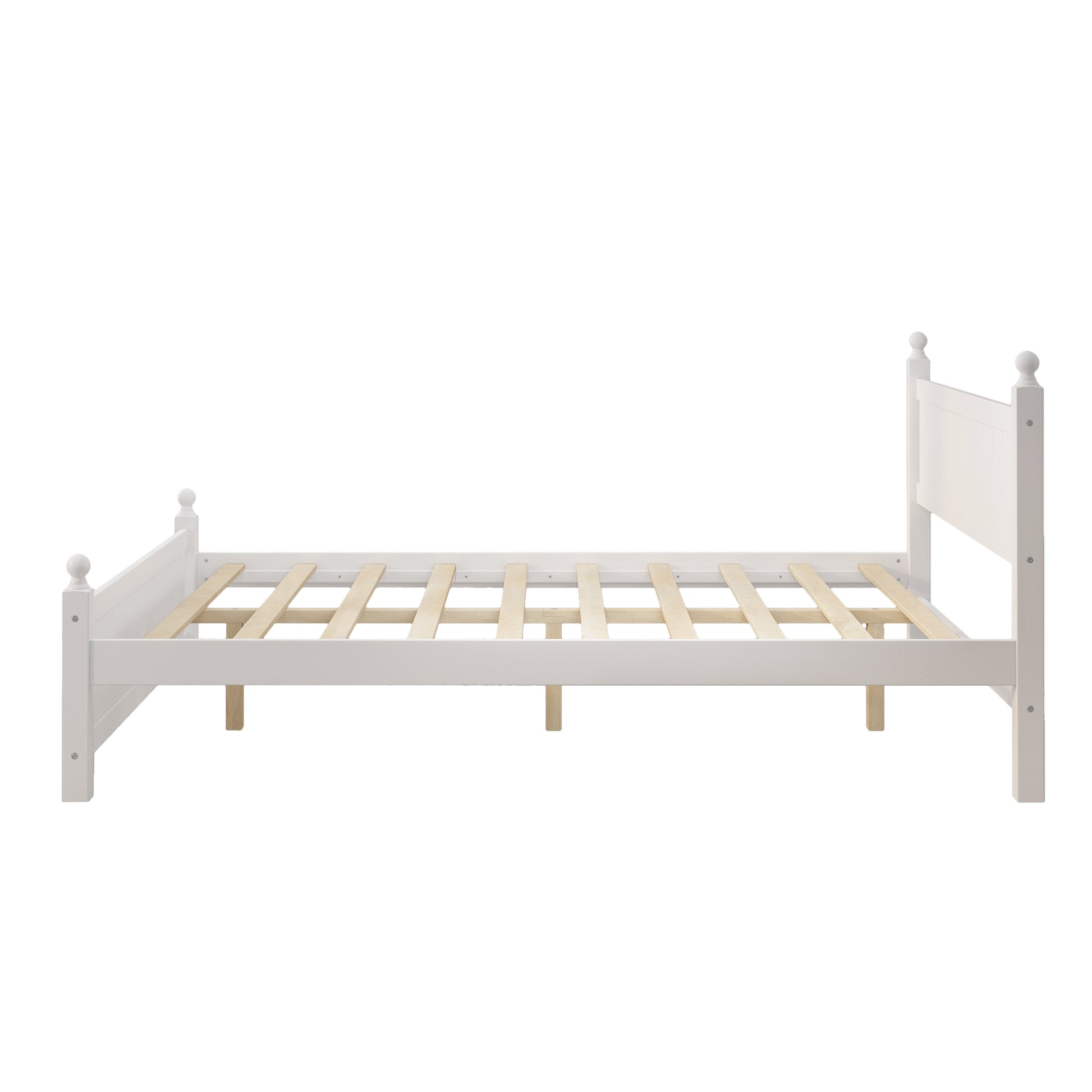 Queen Size Solid Wood Platform Bed Frame For Kids, Teens, Adults, No Need Box Spring, White Box Spring Not Required Queen White Wood Bedroom Mid Century Modern,Modern Pine Bed Frame Wood