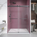 62'' 66'' W x 76'' H Double Sliding Frameless Shower matte black-stainless steel