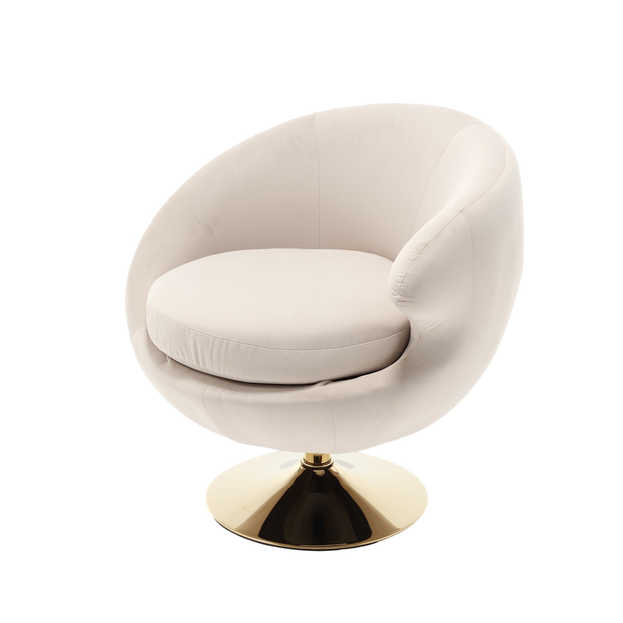 360 Degree Swivel Cuddle Barrel Accent Chairs, Round beige-velvet