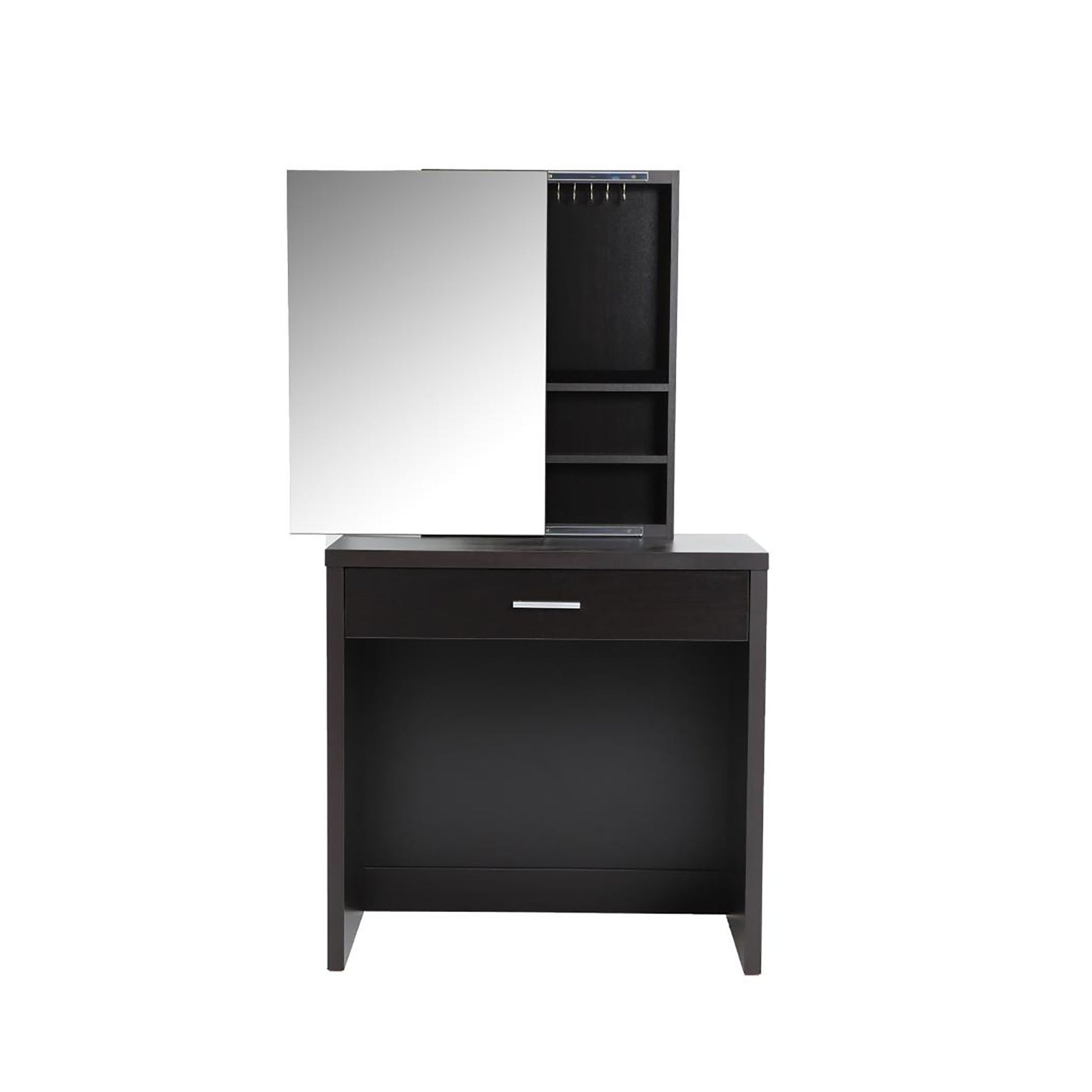 Cappuccino 3 Piece Vanity Set With Sliding Mirror Brown Drawer 1 Drawer Bedroom Contemporary,Modern Wood