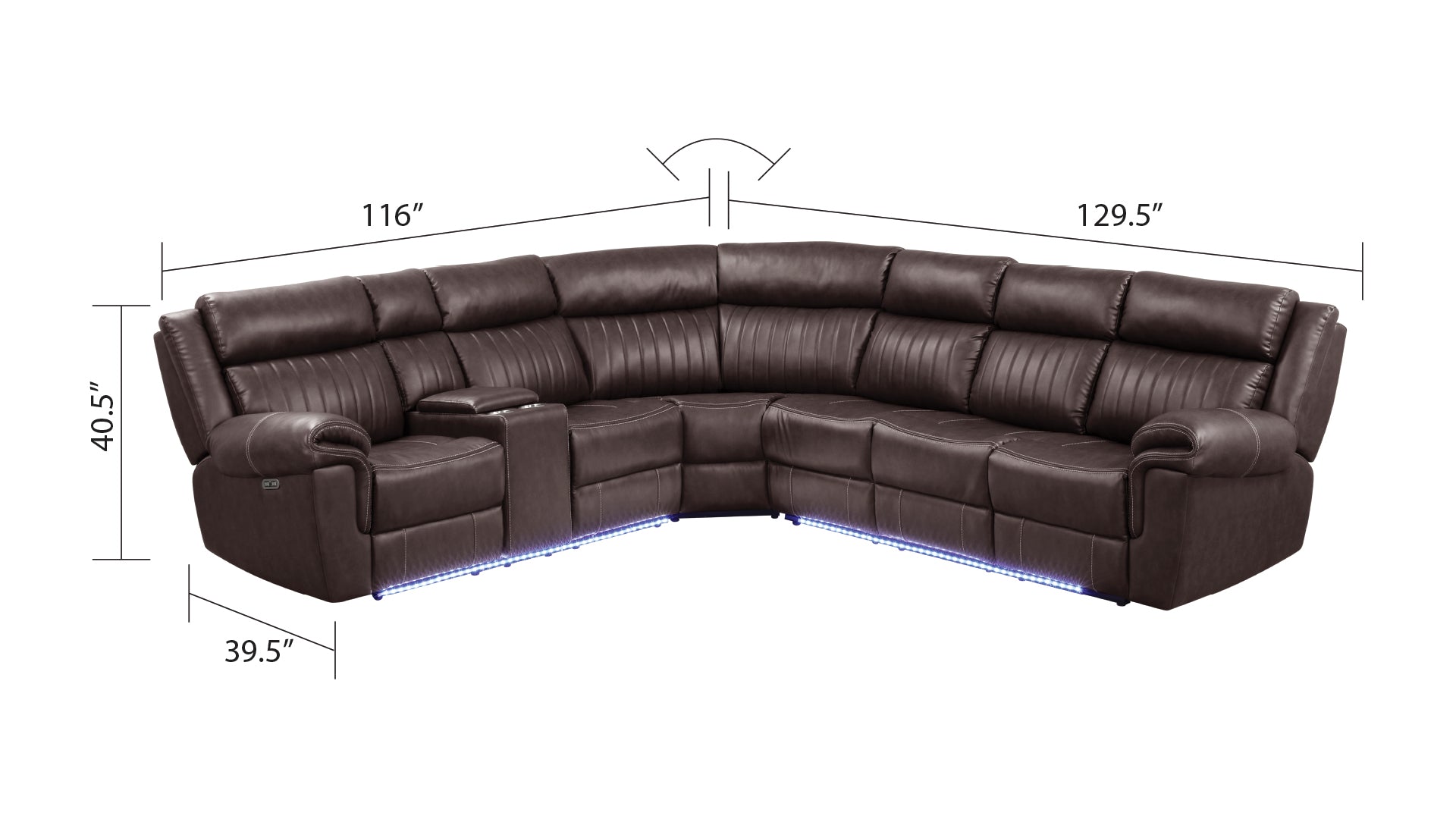 Modern Style Recliner Sectional Sofa Made With Wood In Brown Brown Faux Leather Wood Primary Living Space Cushion Back Modern L Shaped Leather Leather 7 Seat