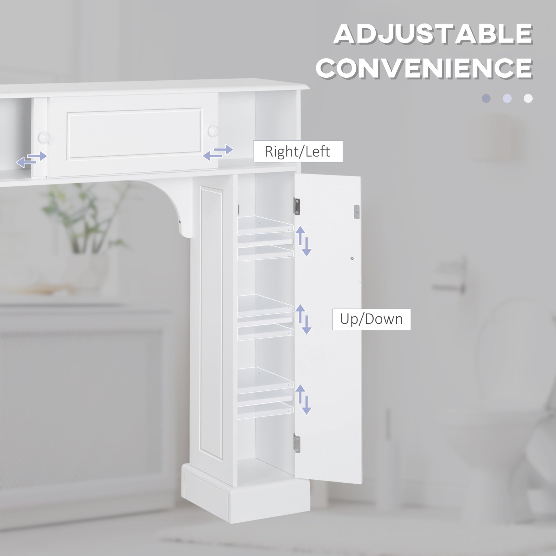 Over The Toilet Bathroom Cabinet, Freestanding Bathroom Storage Cabinet With Adjustable Shelves, Toilet Rack, Space Saver, White White Mdf